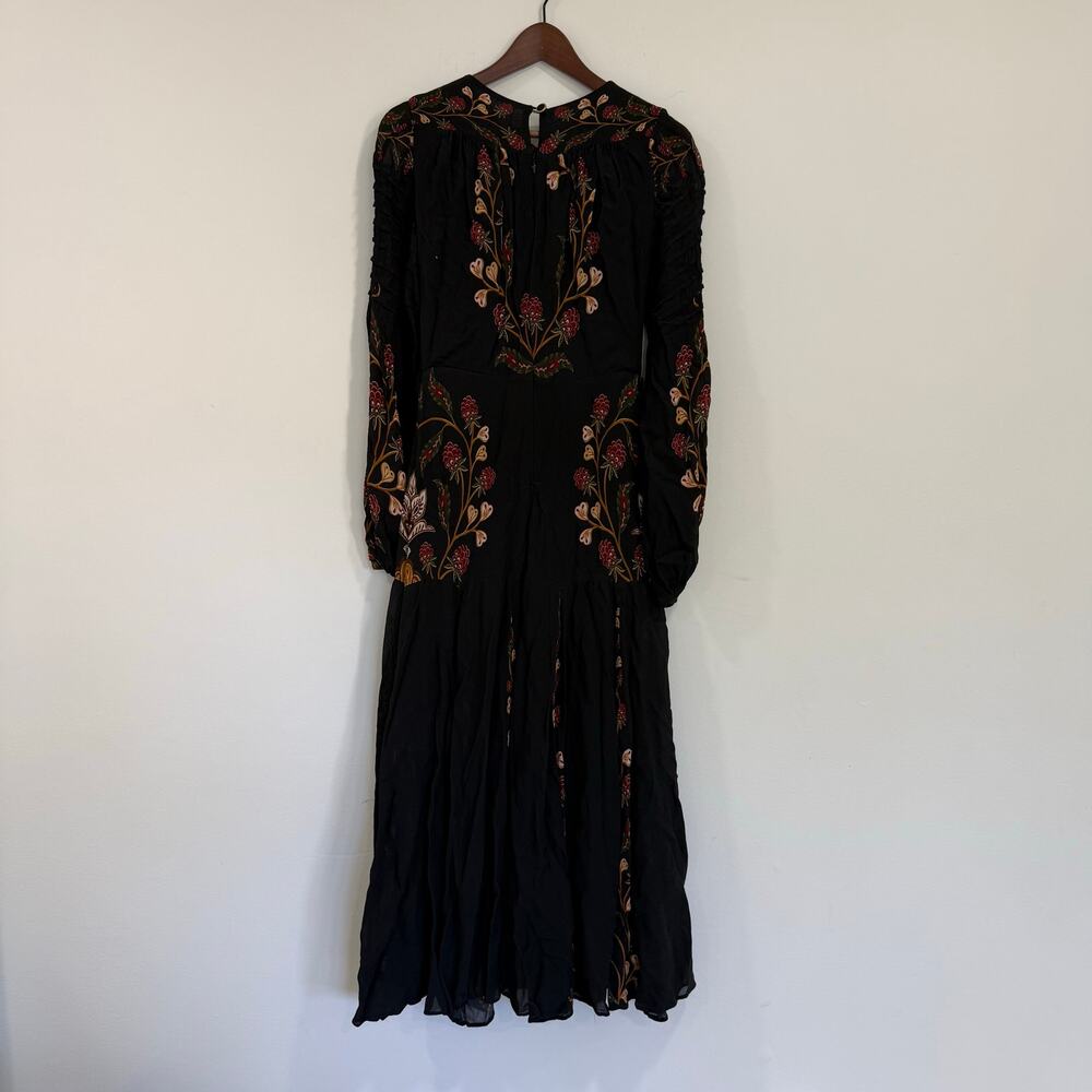 Farm Rio Black Berry Garden Long Sleeve Pleated Maxi Dress Size S - Picture 8 of 12
